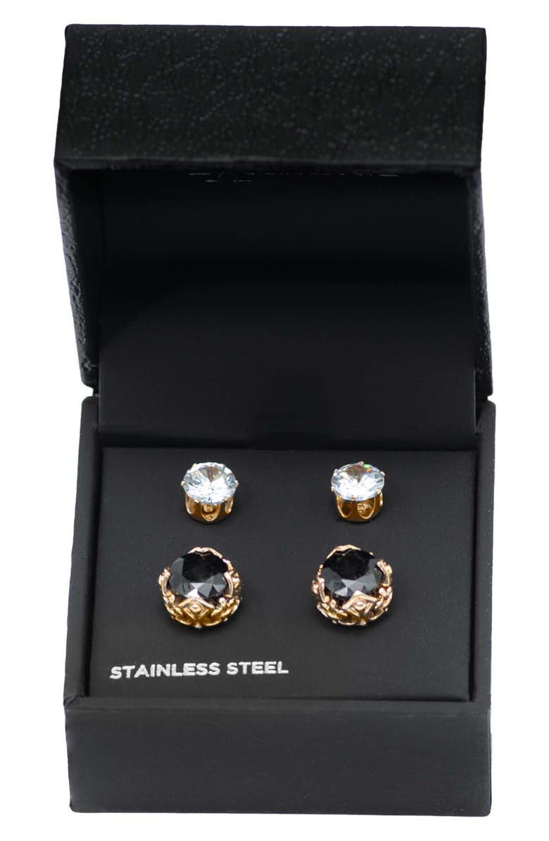 AMERICAN EXCHANGE Crystal Stud Earrings - Set of 2, Alternate, color, Gold