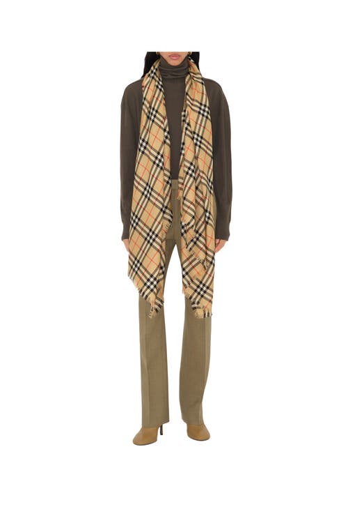 BURBERRY BURBERRY CHECK CASHMERE SILK SCARF