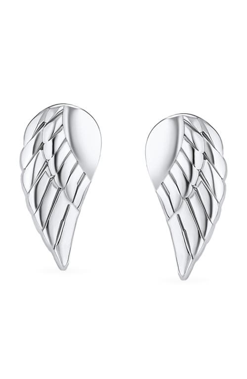 Bling Jewelry Delicate Guardian Angel Wing Stud Earrings In Metallic