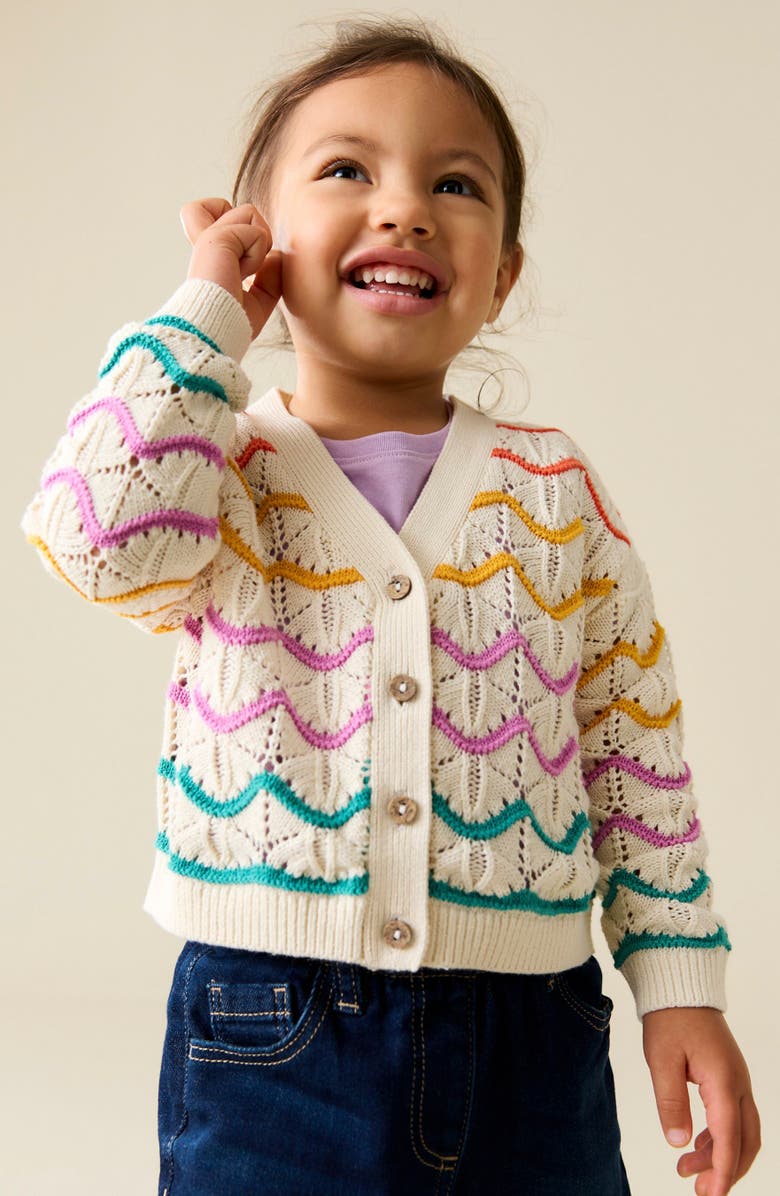 NEXT Kids' Rainbow Cardigan, Alternate, color, White Multi