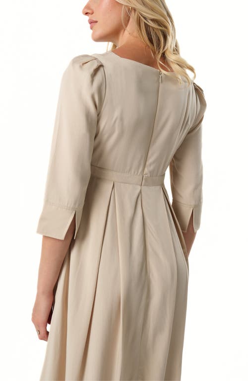 Marion Women's Empire Waist Maternity & Nursing Midi Tea Dress In Tencel In Neutral