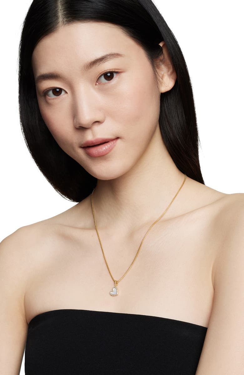 David Yurman Elements Mother of Pearl Heart Amulet in 18K Yellow Gold with Diamonds, Alternate, color, 