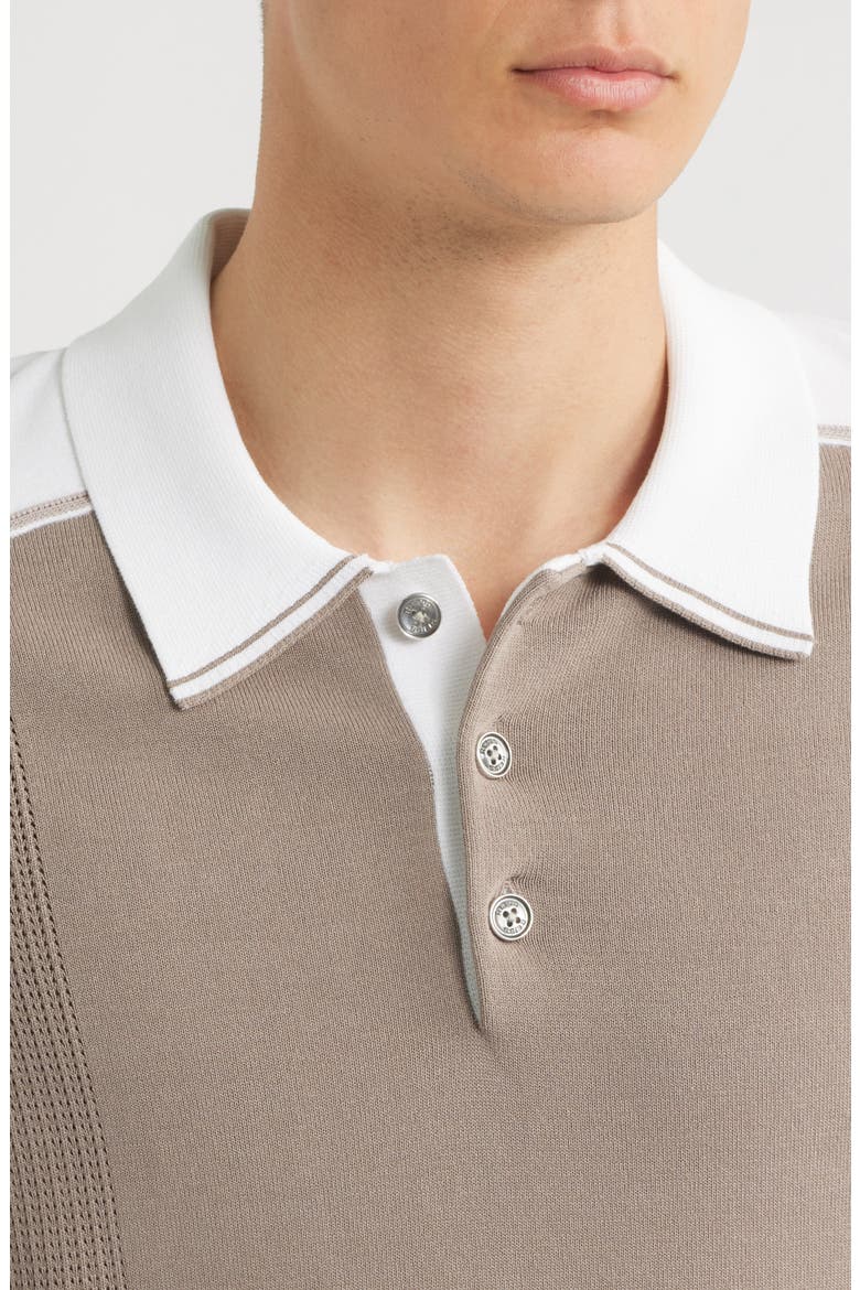 Claremont Colorblock Pointelle Trim Polo, Alternate, color, CAMEL/WHITE