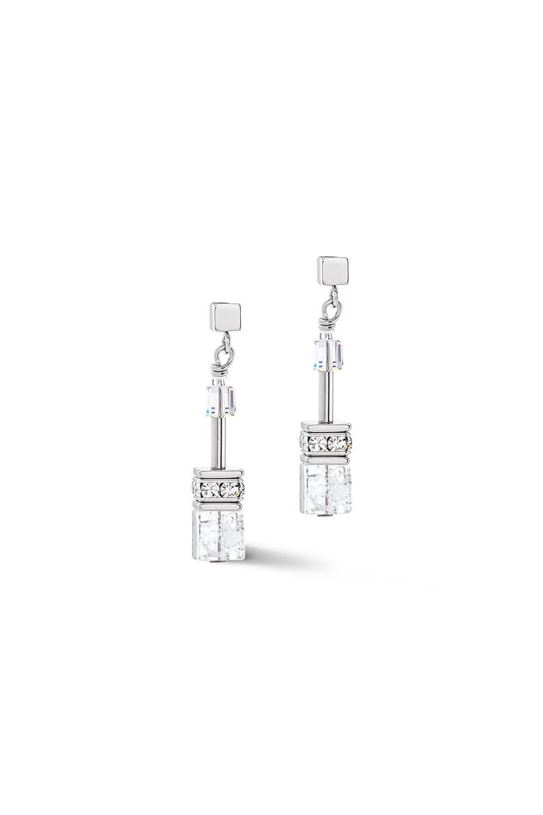 Geocube Iconic Nature Silver Earrings, Alternate, color, White