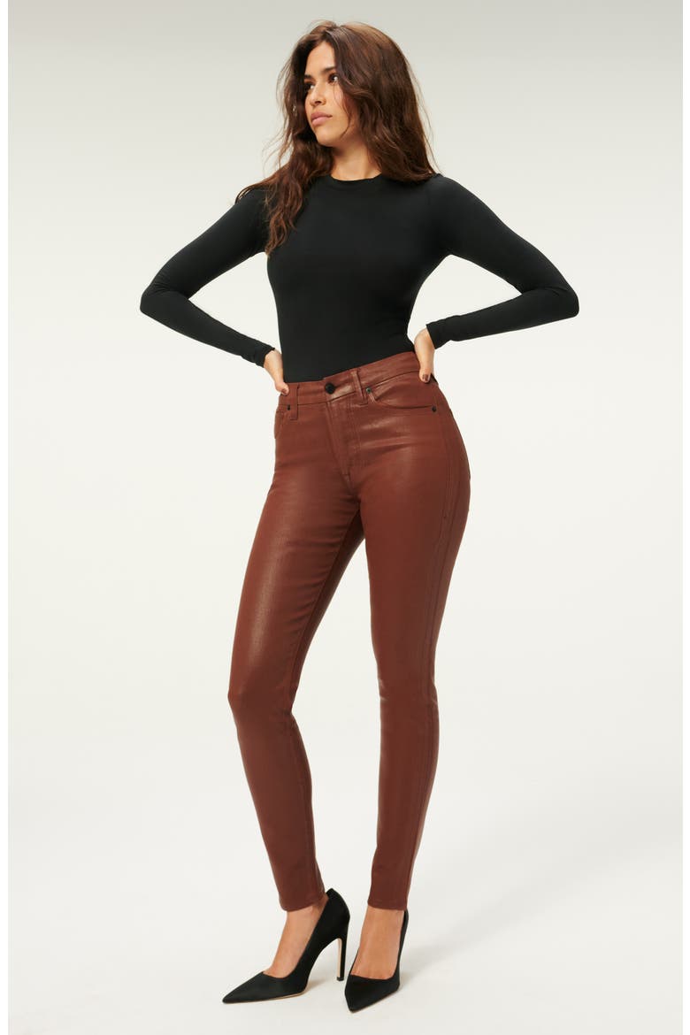 Good Legs Coated Ankle Skinny Jeans, Alternate, color, TORTOISE SHELL