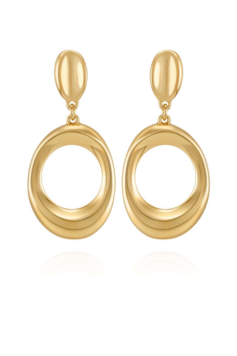 Oval Drop Earrings, Main, color, 14K Gold Plated