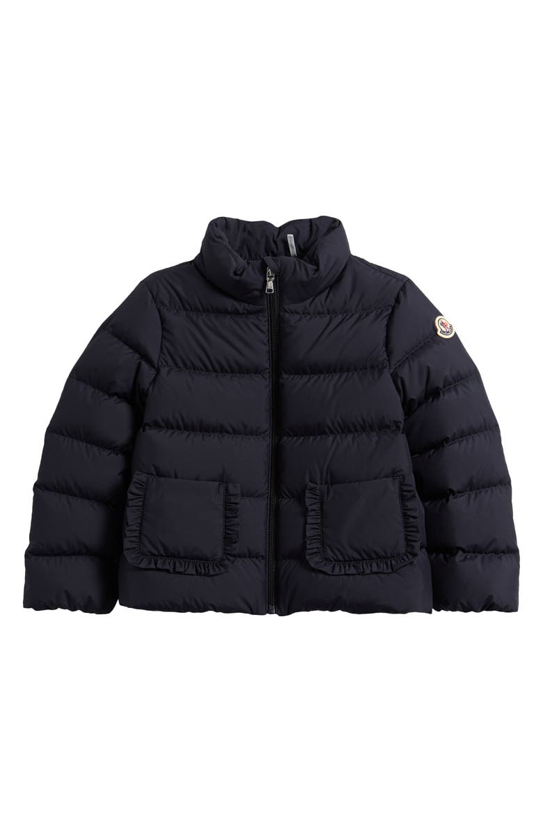 Moncler Kids' Onica Ruffle Pocket Down Puffer Jacket, Main, color, Blue Navy