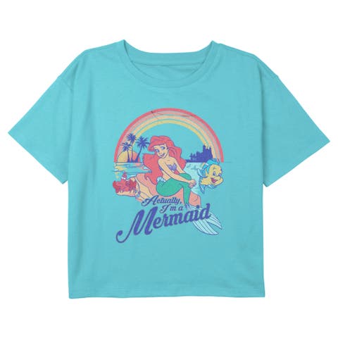 Girls' Ariel Actually I'm a Mermaid Graphic Cropped T-Shirt