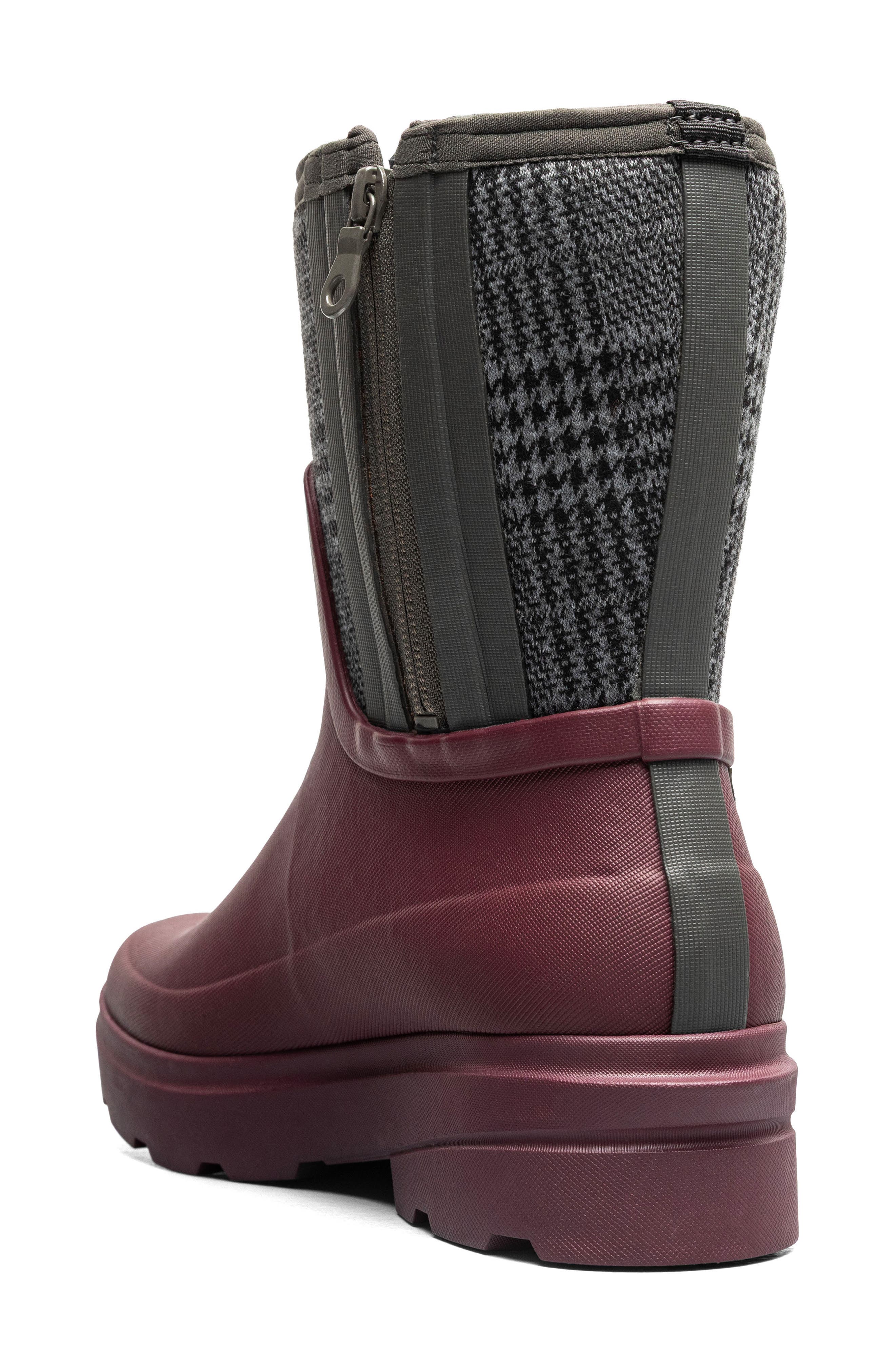 Hazel Mid Zip Rain Boot, Alternate, color, DARK CHERRY