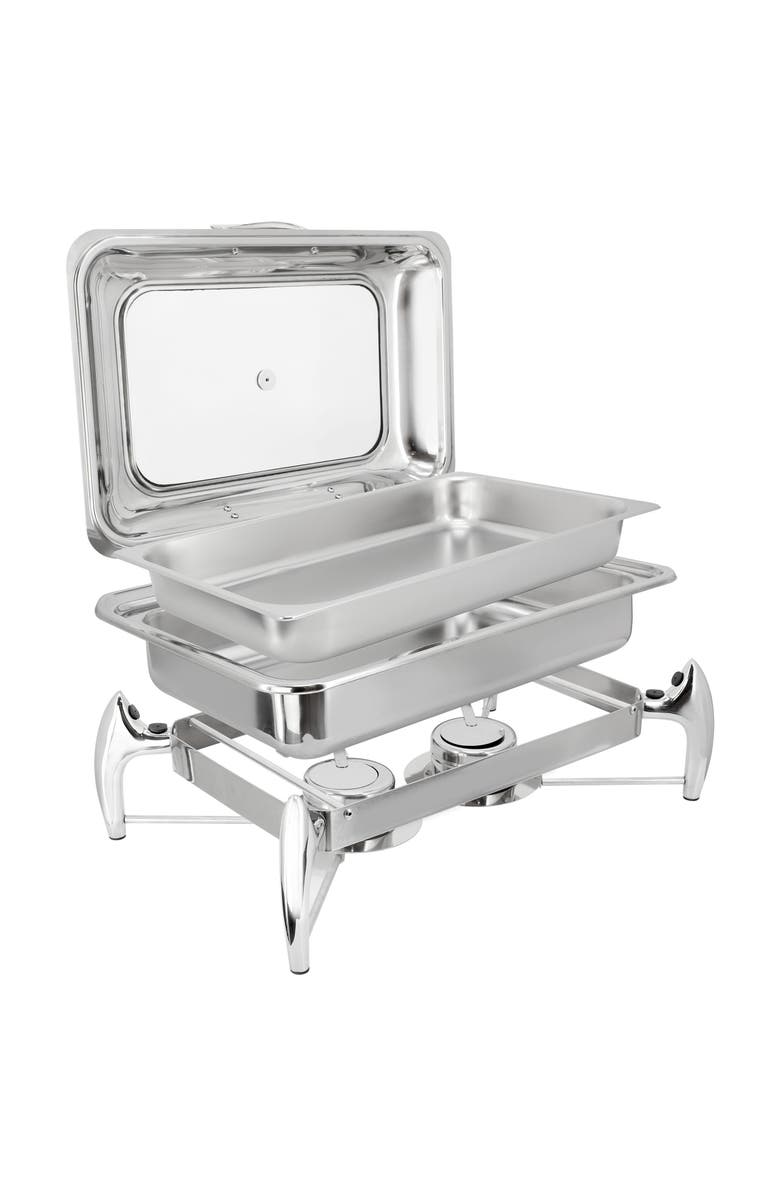 Megachef 9.5 Quart Stainless Steel Rectangle Professional Chafing Dish/Food Warmer/Buffet Server Serving Trays, Alternate, color, Silver