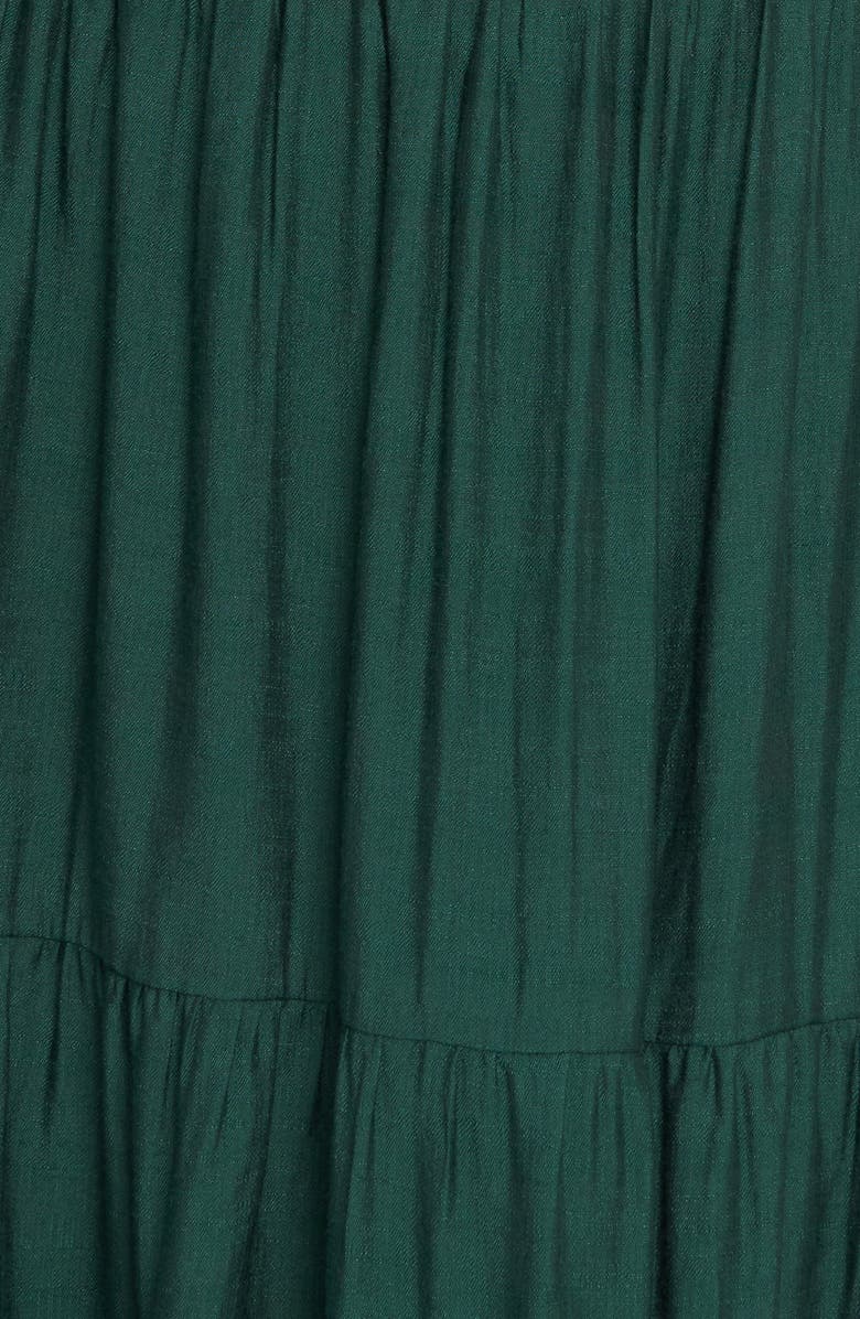 FLYING TOMATO Flutter Cap Sleeve Tiered Maxi Dress, Alternate, color, Forest Green