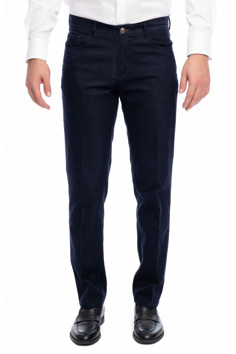Stretch Cotton-Blend Long Casual Pants, Main, color, NAVY BLUE