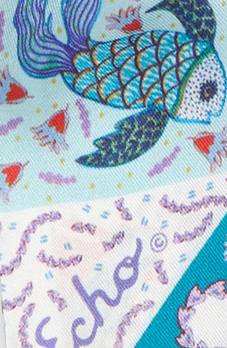 Echo Crabby Silk Ribbon Scarf, Alternate, color, Turquoise