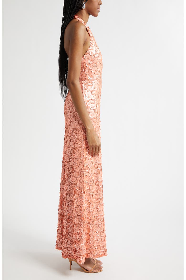 Giada Sequin Halter Gown, Alternate, color, CORAL PAILLETTE