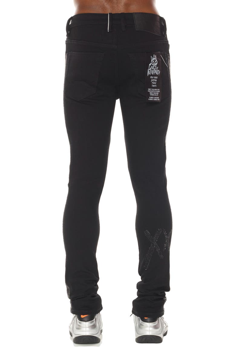 Punk Crystal Embellished Stretch Super Skinny Jeans, Alternate, color, CRYSTAL