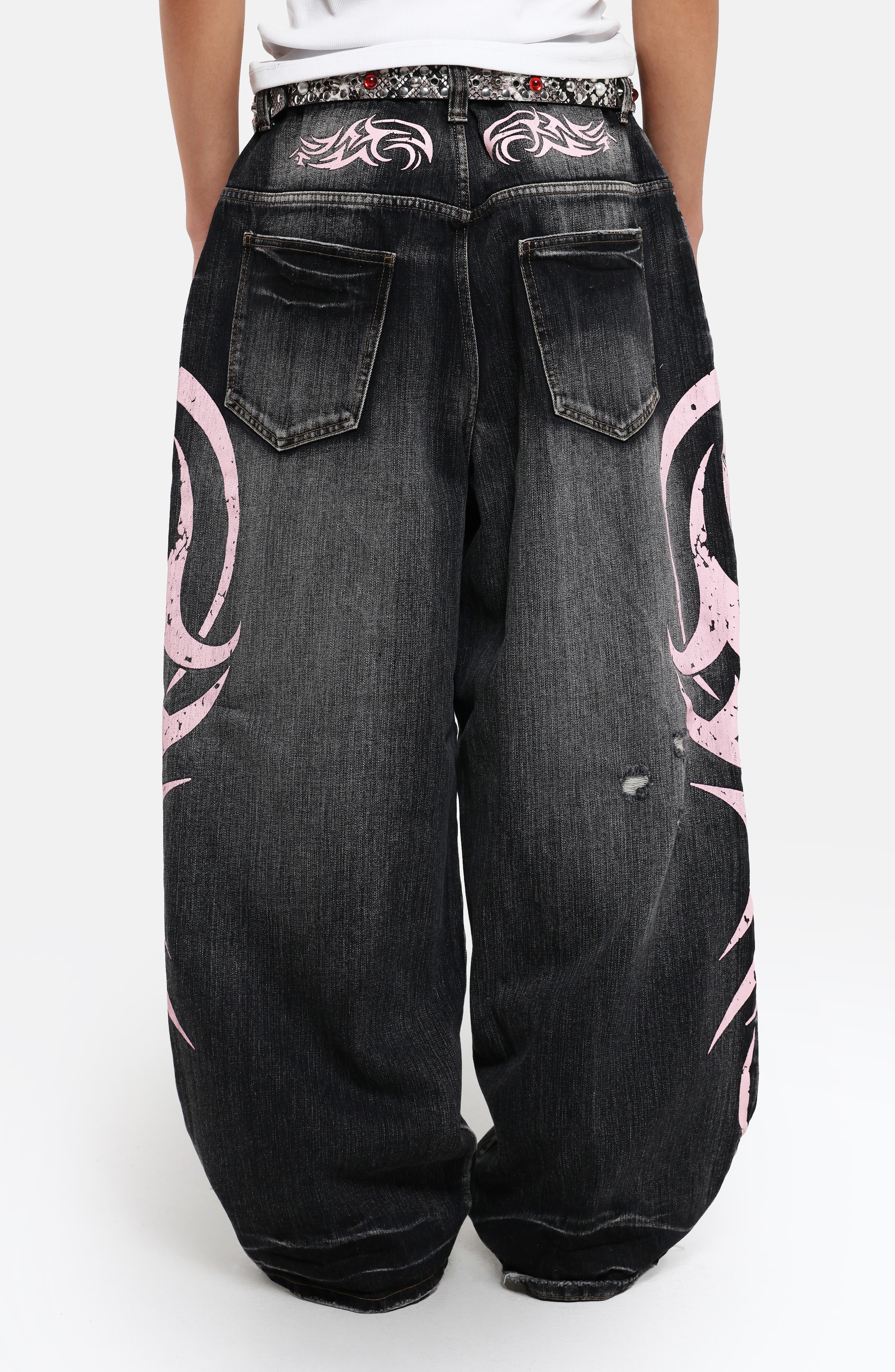 Colossus Pink Blade Oversize Distressed Jeans - image 2