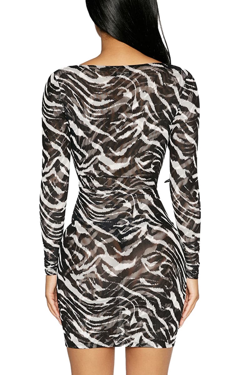 Naked Wardrobe Print Mesh Cutout Minidress, Alternate, color, 