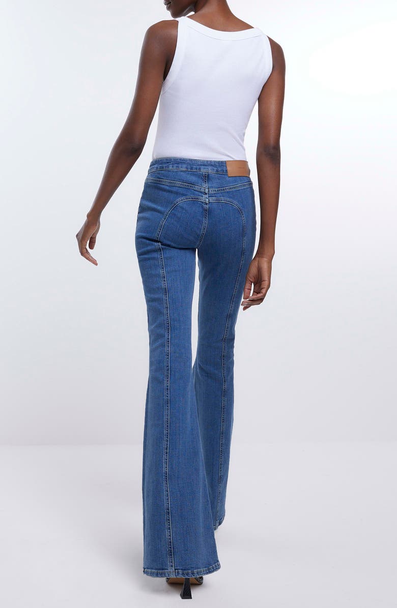 River Island Seamed Mid Rise Flare Jeans, Alternate, color, 