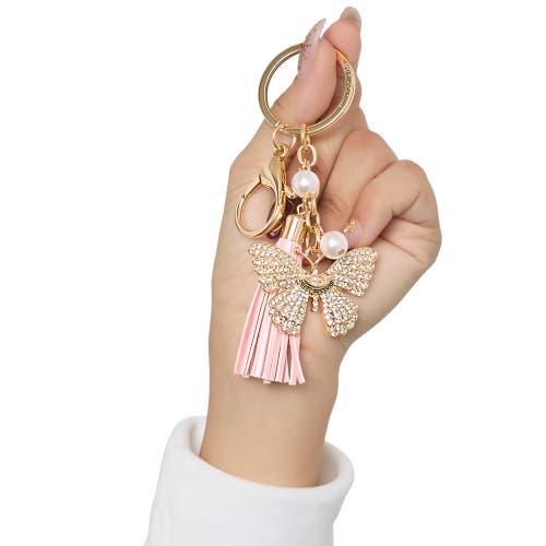 Juicy Couture Butterfly Charm Keychain With Pearls In Gold