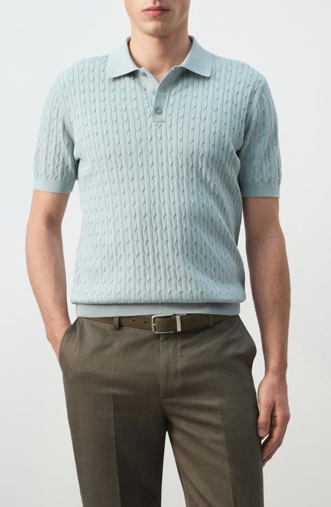 Cable Stitch Polo Sweater