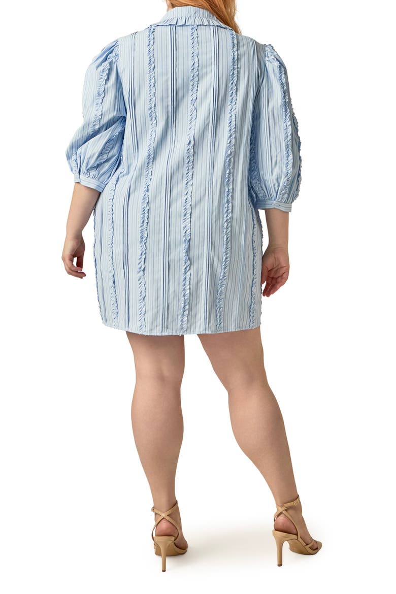 Pintuck and Ruffle Striped Shirtdress, Alternate, color, BLUE