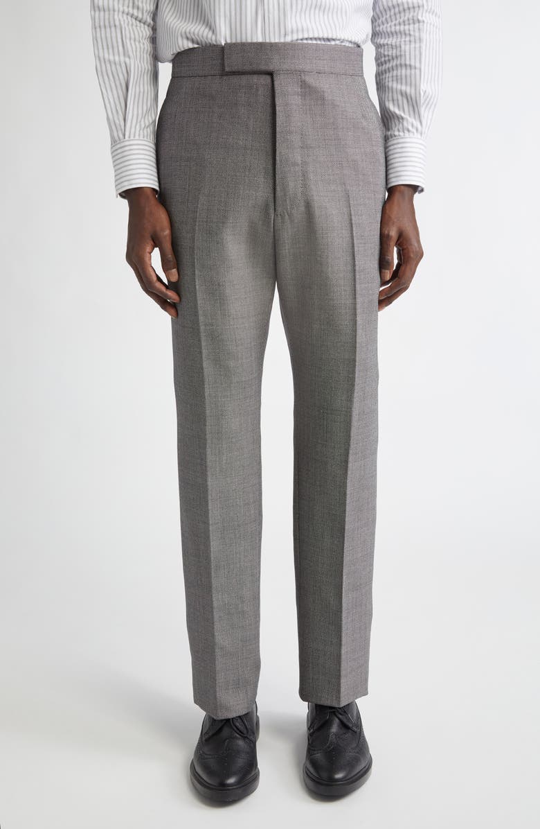 Thom Browne Fit 1 Super 120s Wool Backstrap Pants, Main, color, Black/ White