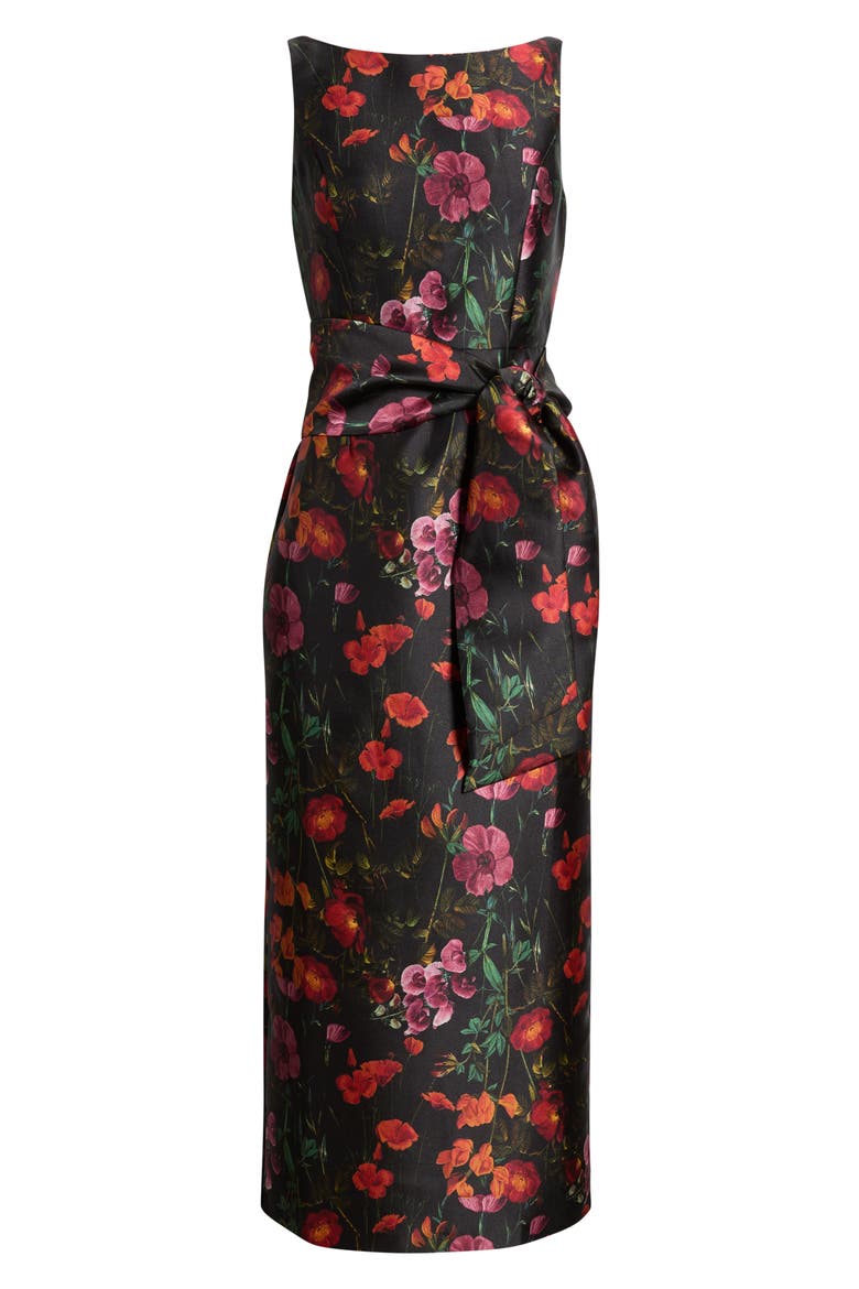 Floral Mikado Cocktail Dress, Alternate, color, BLACK MULTI
