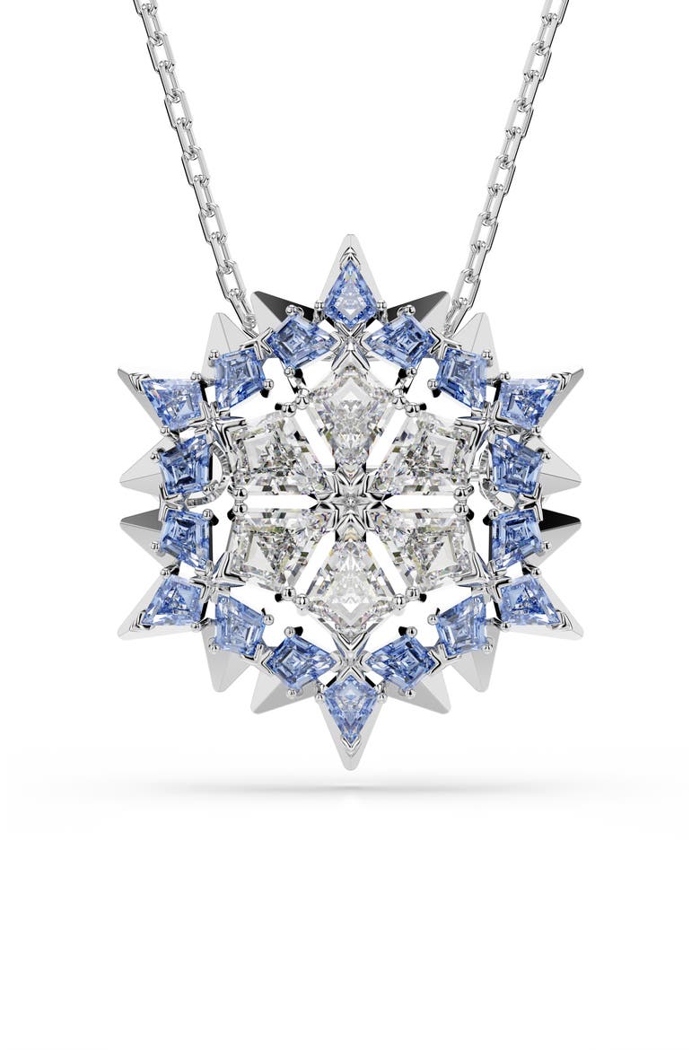 Magic Snowflake Pendant Necklace/Brooch, Main, color, BLUE/ SILVER