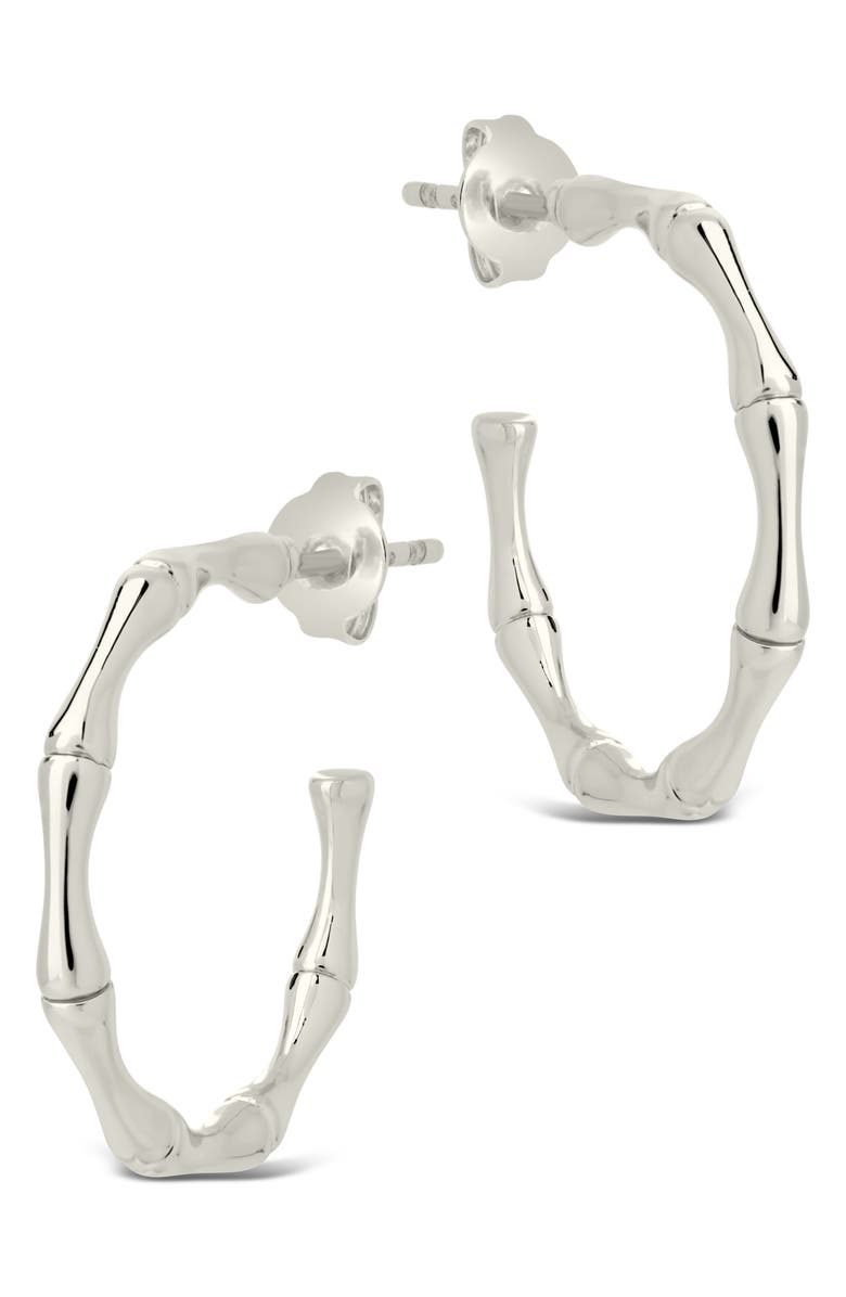 Sterling Forever Mara Bamboo Hoop Earrings, Main, color,