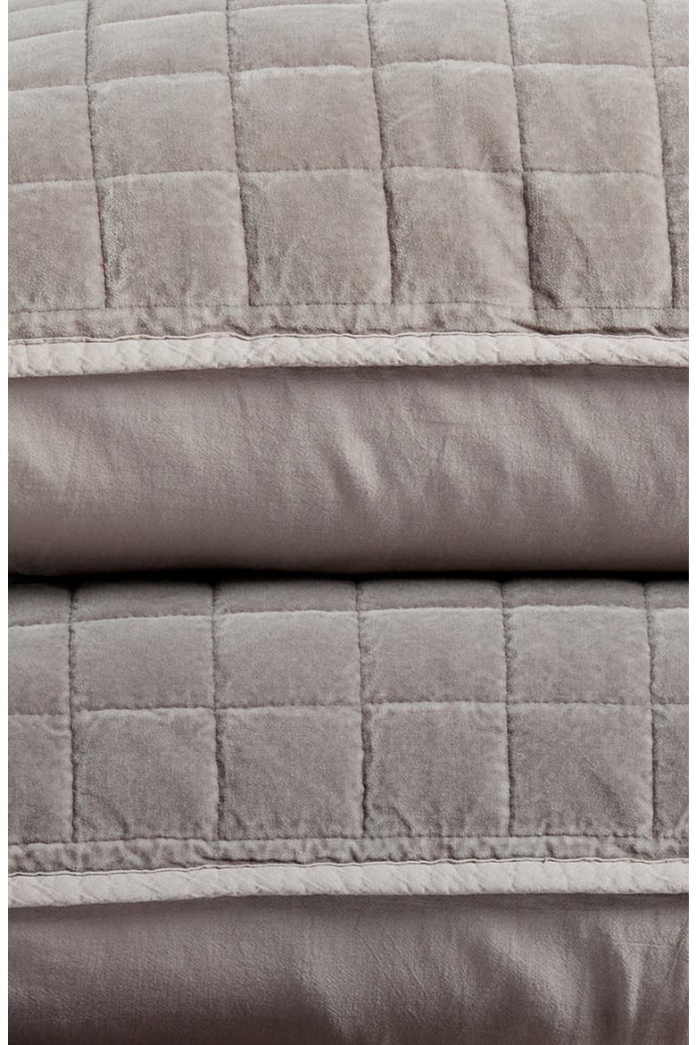 Velveteen Grid Quilt & Sham Set, Alternate, color, GREY NICKEL