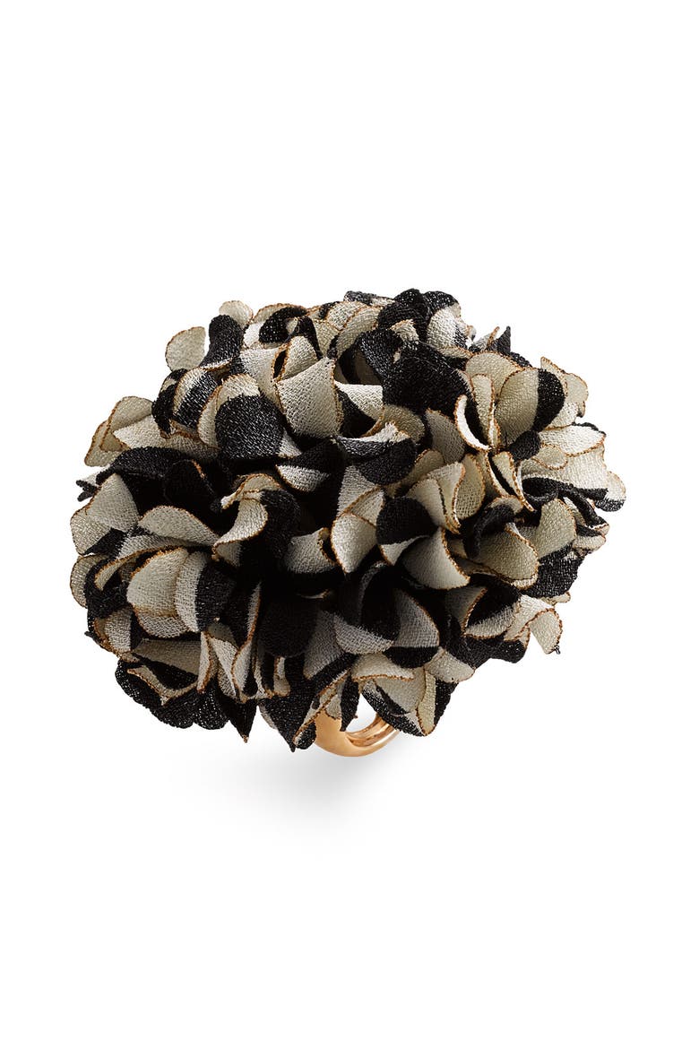 'date night' floral ring, Main, color, BLACK/ CREAM
