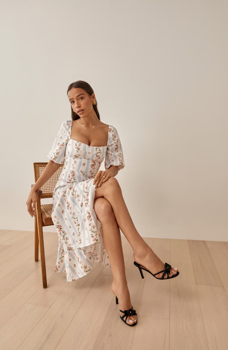 Reformation Belgium Linen Midi Dress, Alternate, color, 