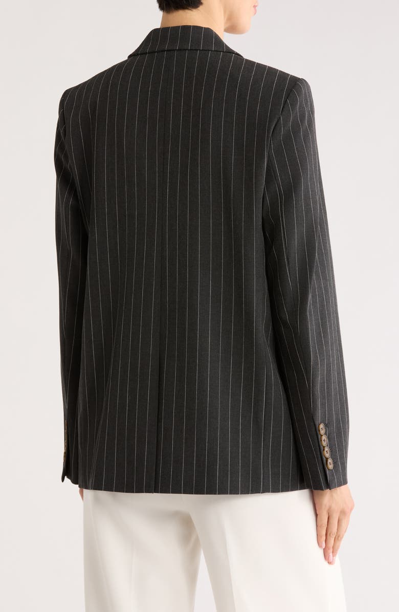 Nordstrom Pinstripe Boyfriend Blazer, Alternate, color, Dark Charcoal Cayman Stripe