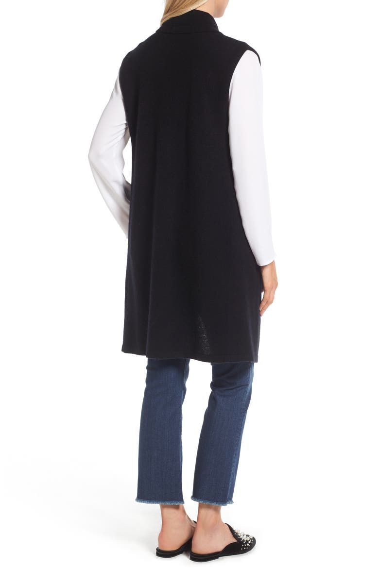 Waterfall Drape Front Cashmere Vest, Alternate, color, BLACK