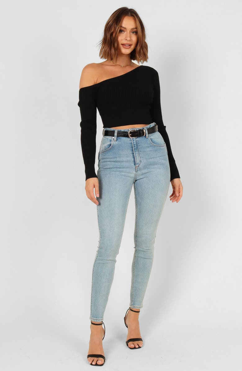 Petal & Pup Tina One-Shoulder Rib Crop Sweater, Alternate, color, 
