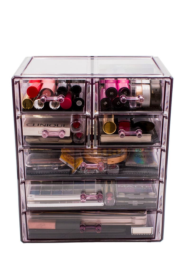 Acrylic 7 Drawer Cosmetics Makeup & Jewelry Storage Case Display, Alternate, color, PURPLE