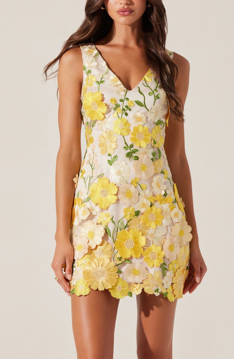 ASTR the Label Aisha Floral Appliqué Sleeveless Minidress, Alternate, color, 