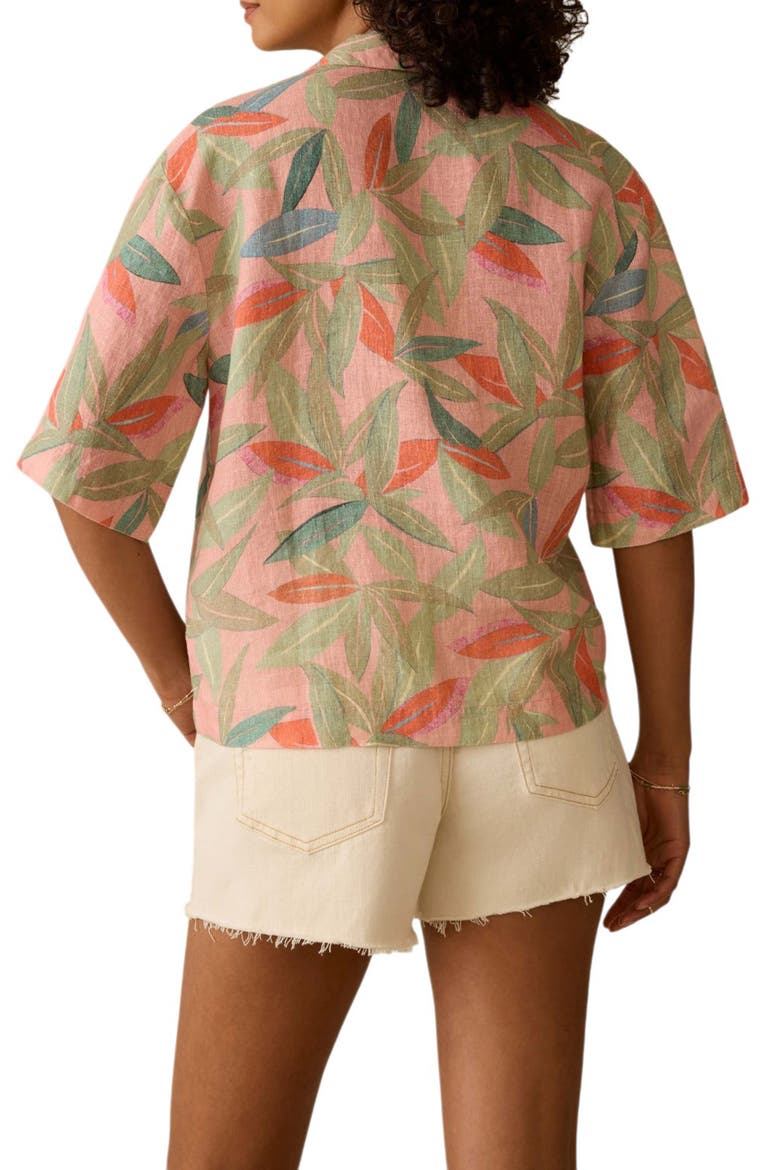 Kanoa Linen Camp Shirt, Alternate, color, WATERCOLOR PALMS