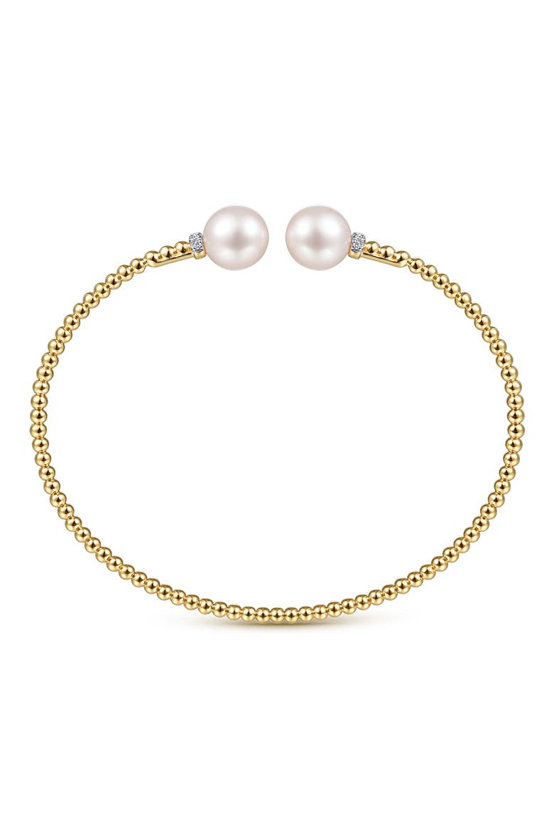 Bujukan Beaded Freshwater Pearl & Diamond Cuff Bracelet, Alternate, color, GOLD