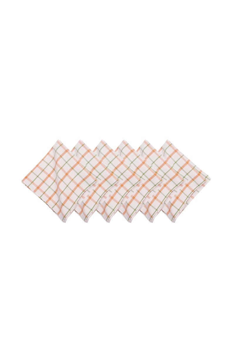 Little Garden Easter Rabbit Bunnies Graphic Print Set of 6 Cloth Napkins, Alternate, color, Orange