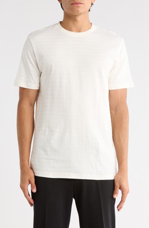 Horizontal Stripe Textured Knit T-Shirt