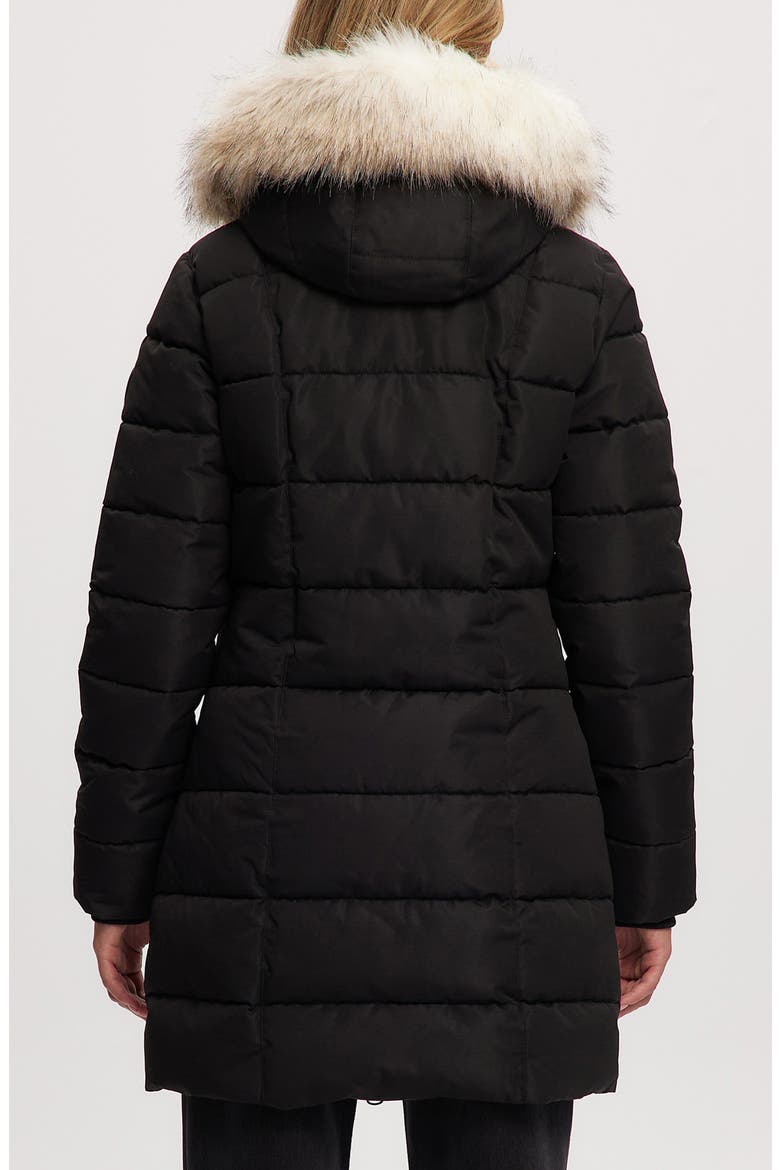 Hannah Faux Fur Trim Hooded Parka, Alternate, color, BLACK