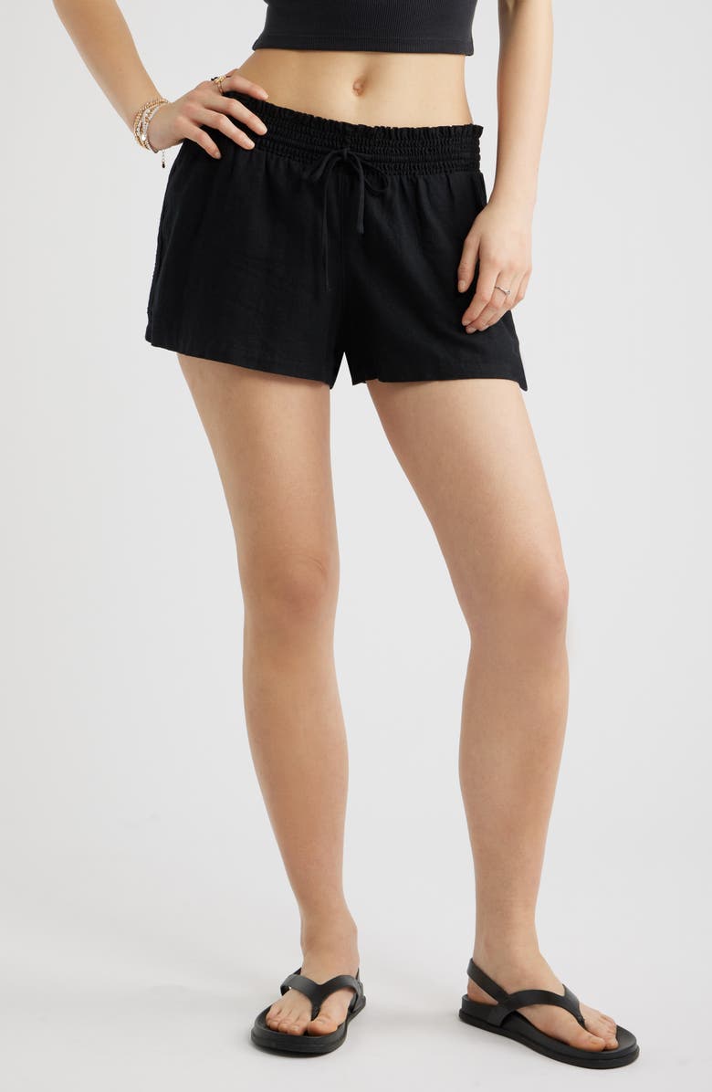 BP. Linen Blend Shorts, Main, color, Black