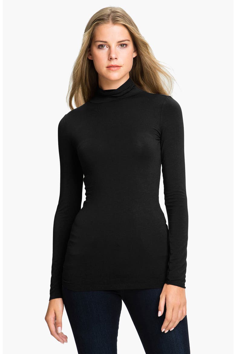 Stretch Knit Turtleneck, Main, color, BLACK