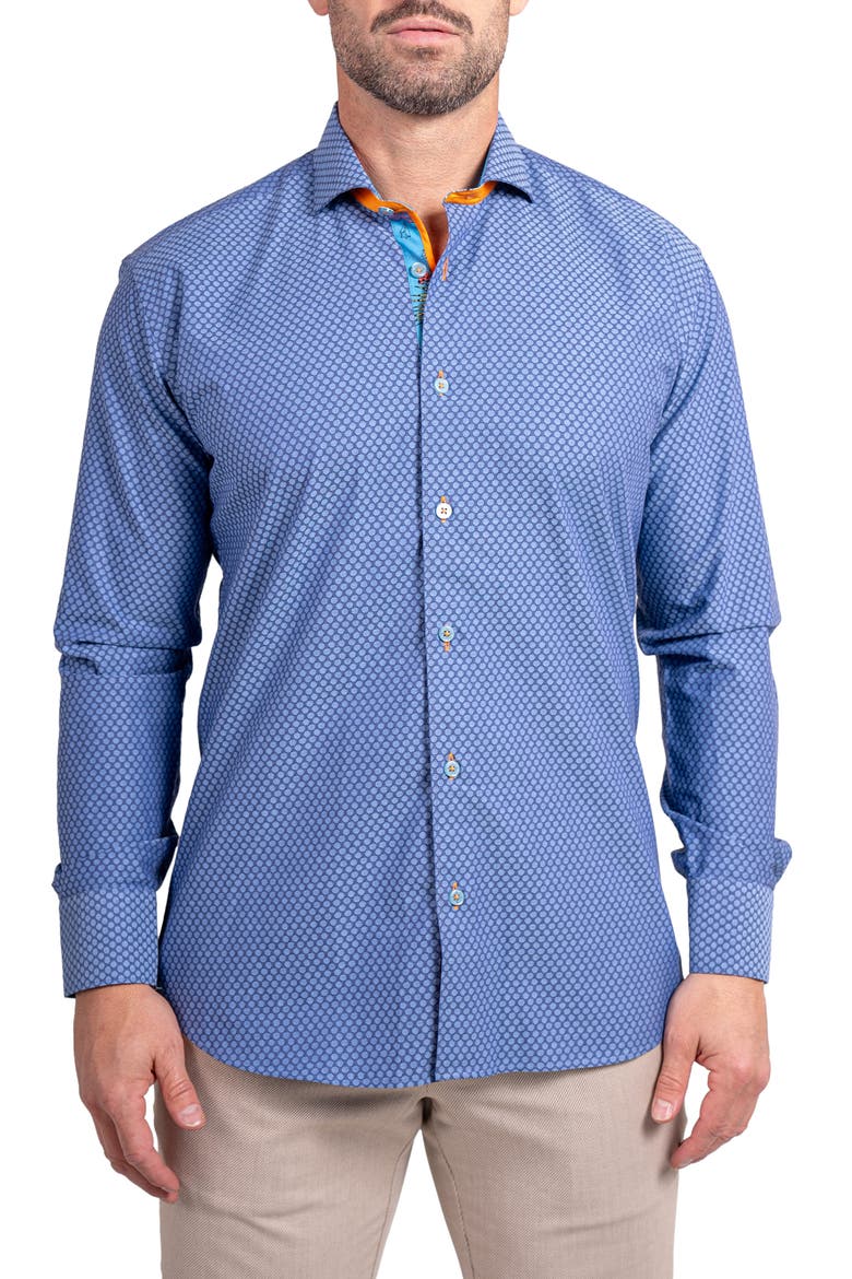 Einstein Ascension Contemporary Fit Button-Up Shirt, Main, color, BLUE