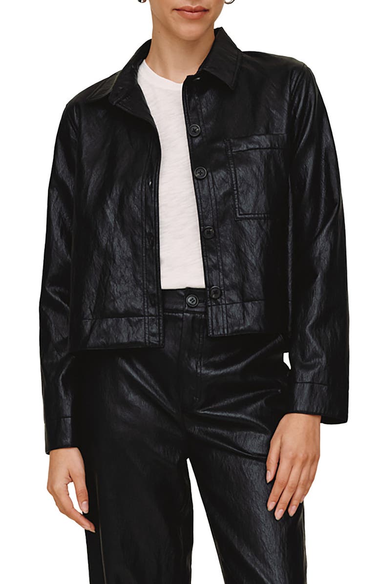 Bella Dahl Crop Faux Leather Jacket, Main, color, Black