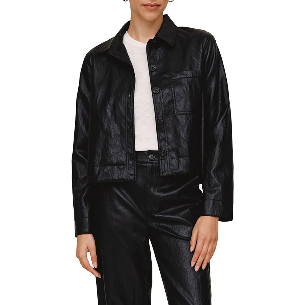 Bella Dahl Crop Faux Leather Jacket In Black