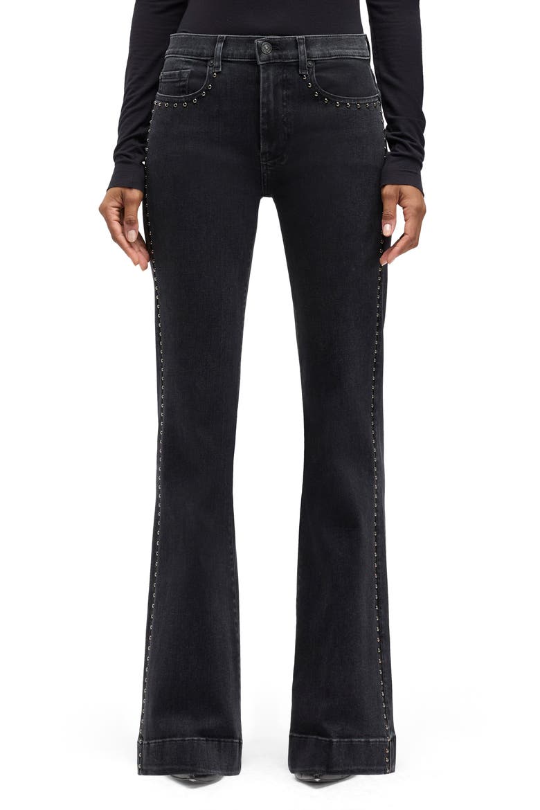 Dojo Studded Flare Leg Jeans, Main, color, ESCAPE WITH STU