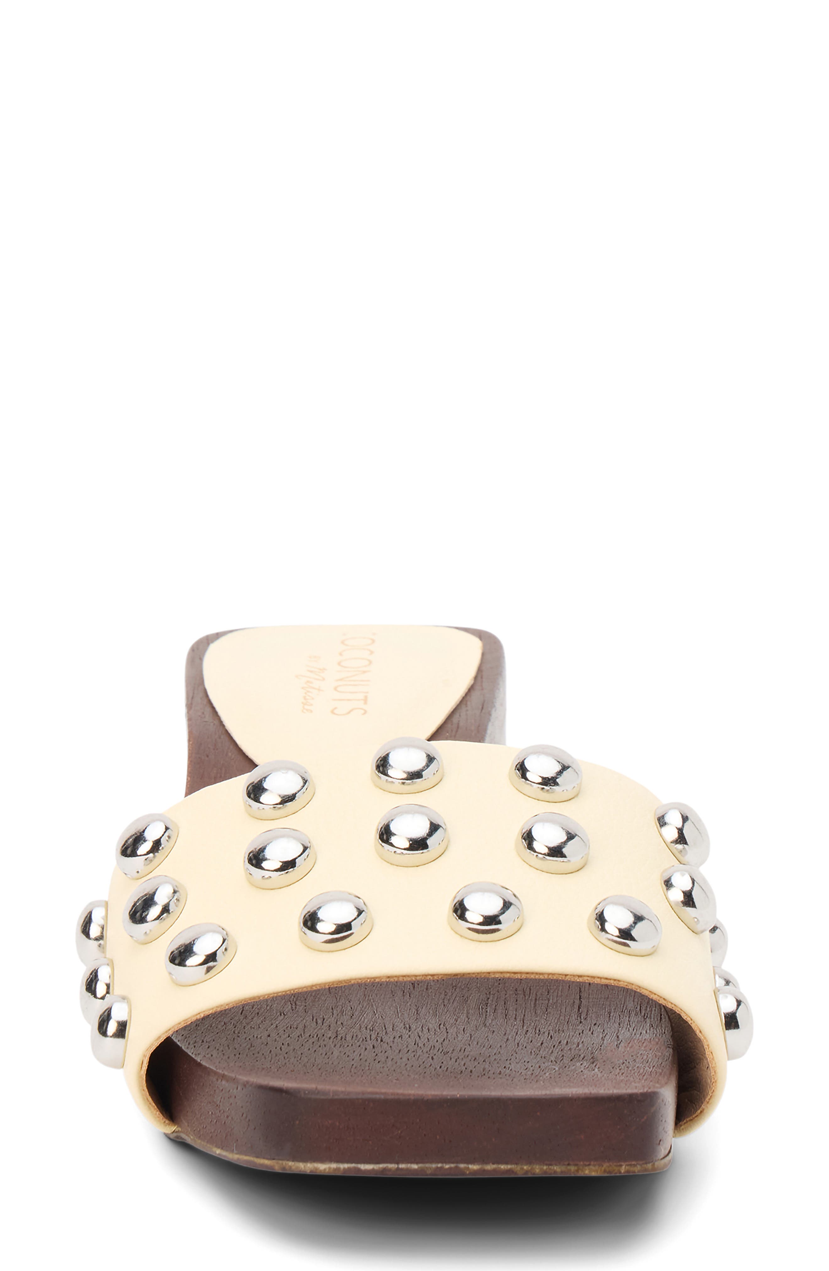 Fiora Studded Slide Sandal, Alternate, color, BUTTER