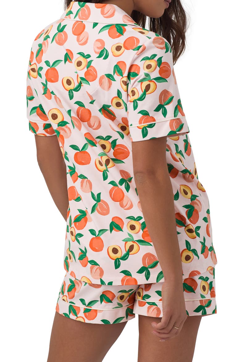 Print Stretch Organic Cotton Jersey Short Pajamas, Alternate, color, PEACHY KEEN